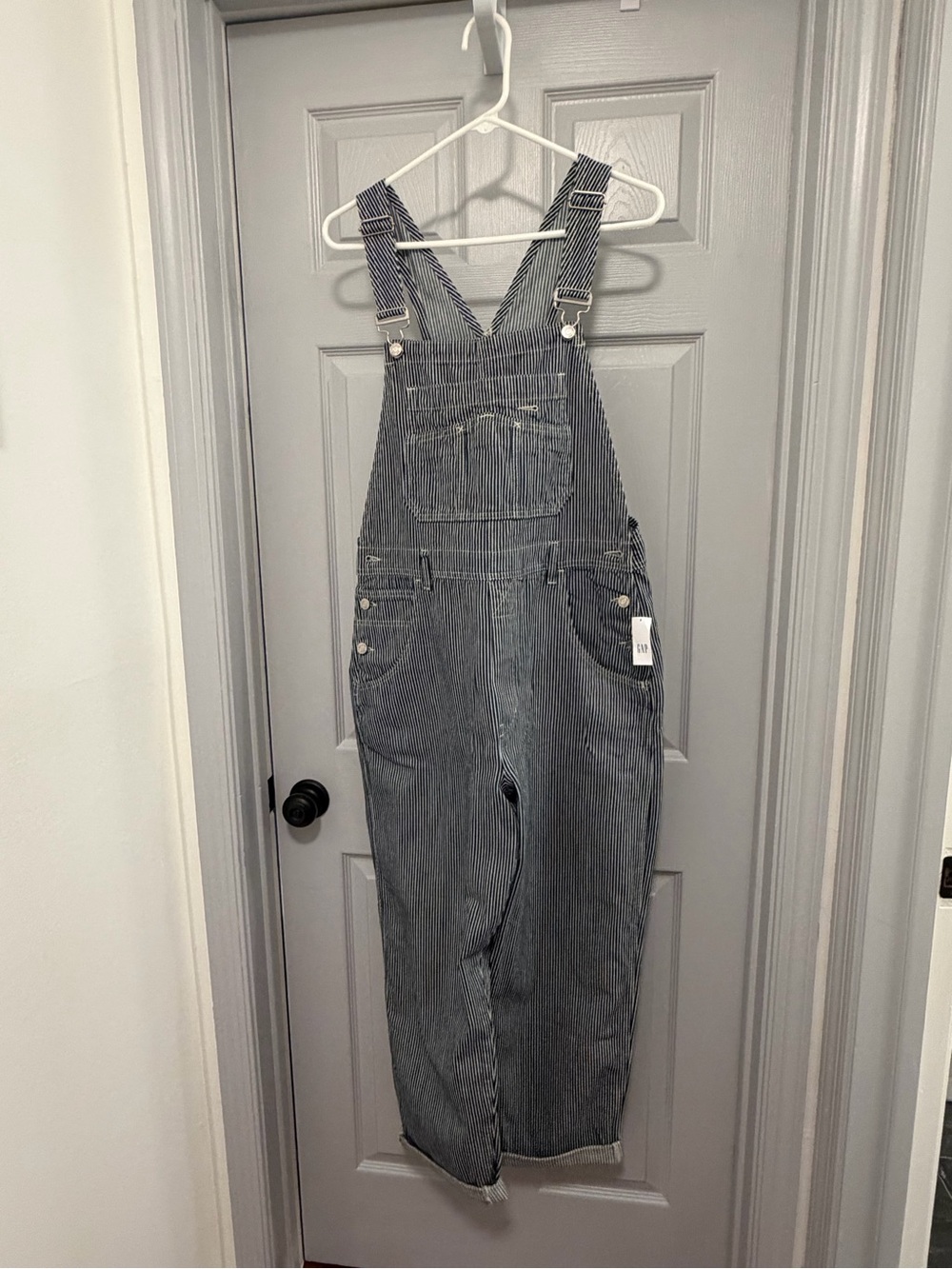 Gap Striped Denim Overalls in Black & White